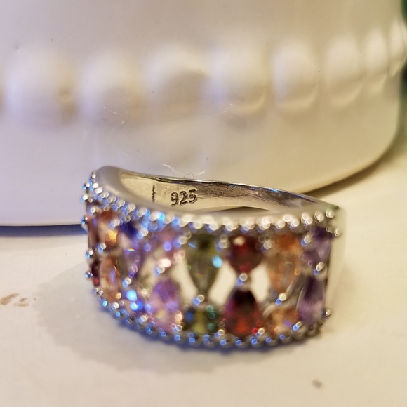 .925 stamped multi-gemstone ring 8,9 - Picture 6 of 7